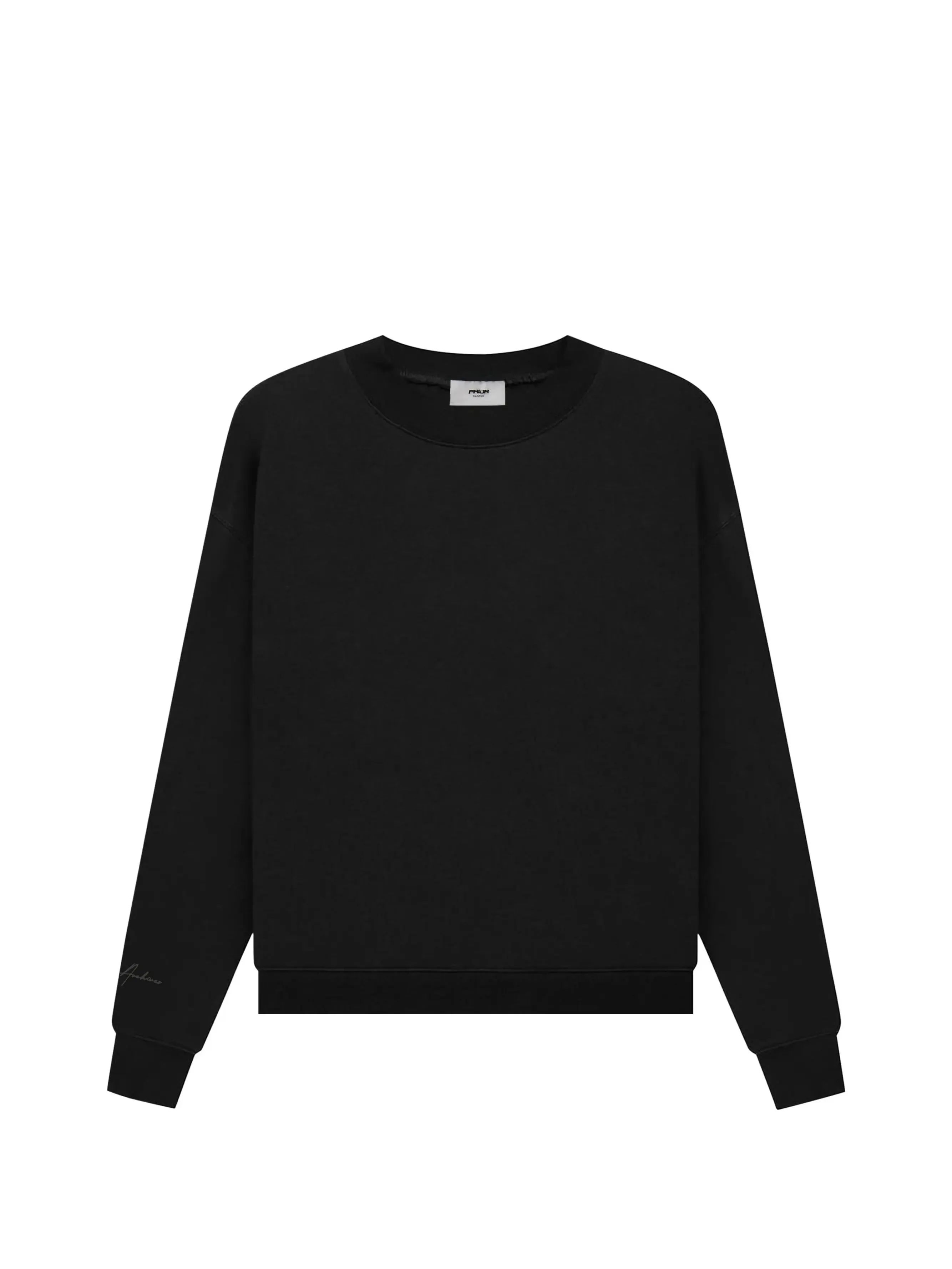 Prior Black Collection Embroidery Logo Oversized Cropped Crewneck Sweatshirt Onyx