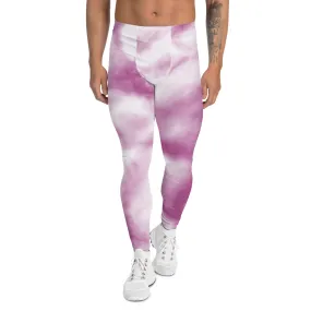 Purple Abstract Best Men's Leggings, Premium Abstract Running Rave Festival Meggings For Men-Made in USA/EU/MX