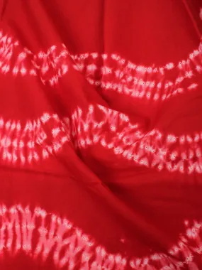 Red Ivory Hand Shibori Dyed Cotton Fabric Per Meter - F0916273