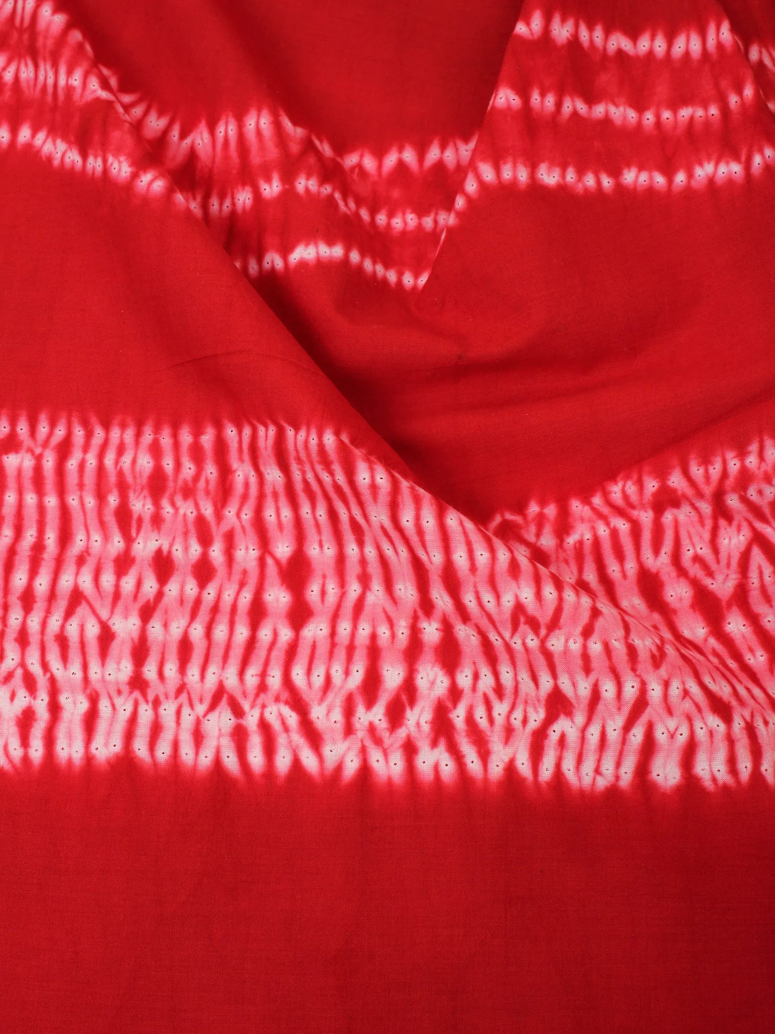 Red Ivory Hand Shibori Dyed Cotton Fabric Per Meter - F0916275