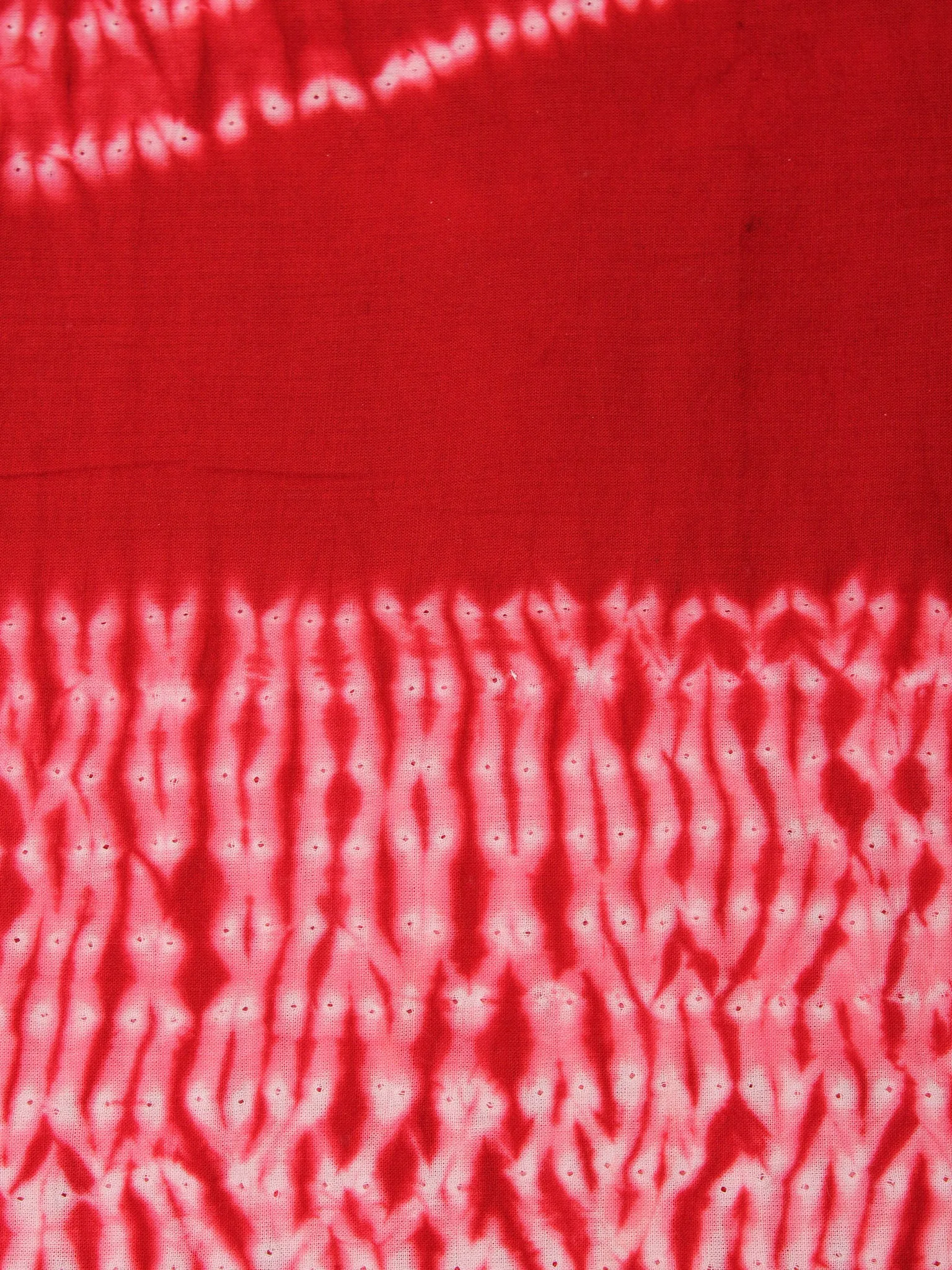 Red Ivory Hand Shibori Dyed Cotton Fabric Per Meter - F0916275