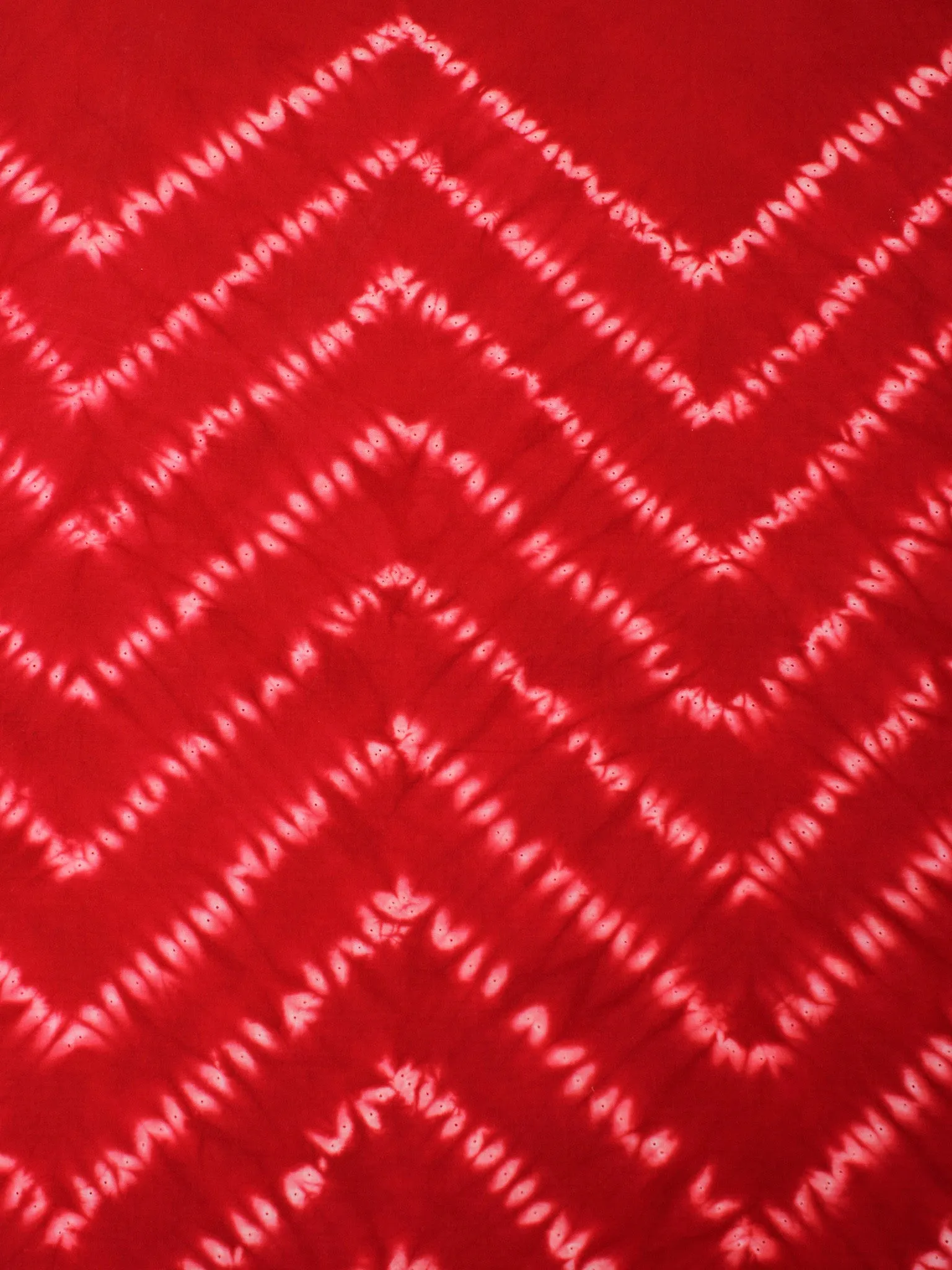 Red White Hand Shibori Dyed Cotton Fabric Per Meter - F0916276