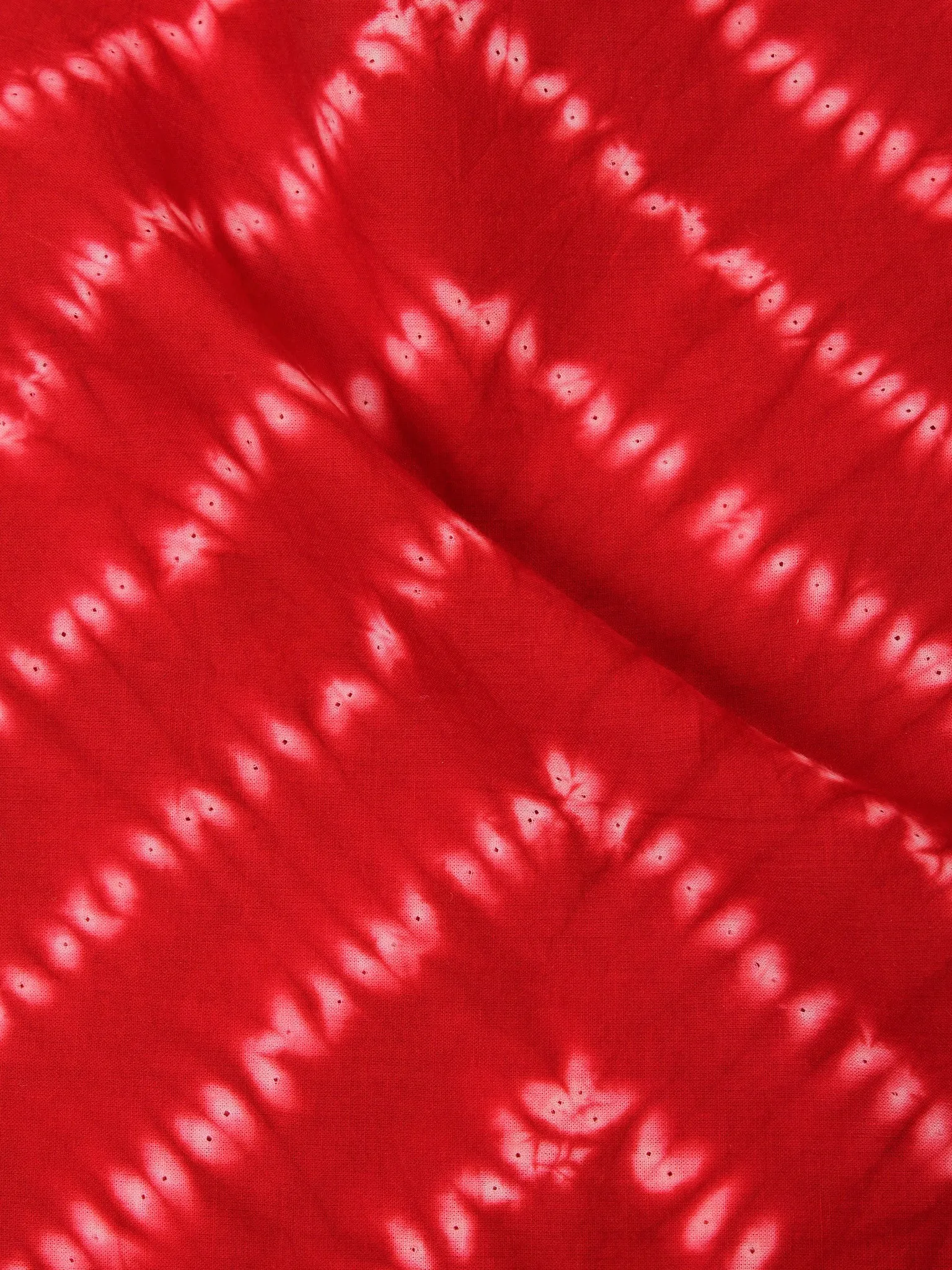 Red White Hand Shibori Dyed Cotton Fabric Per Meter - F0916276