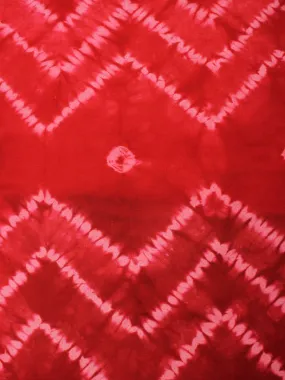 Red White Hand Shibori Dyed Cotton Fabric Per Meter - F0916289