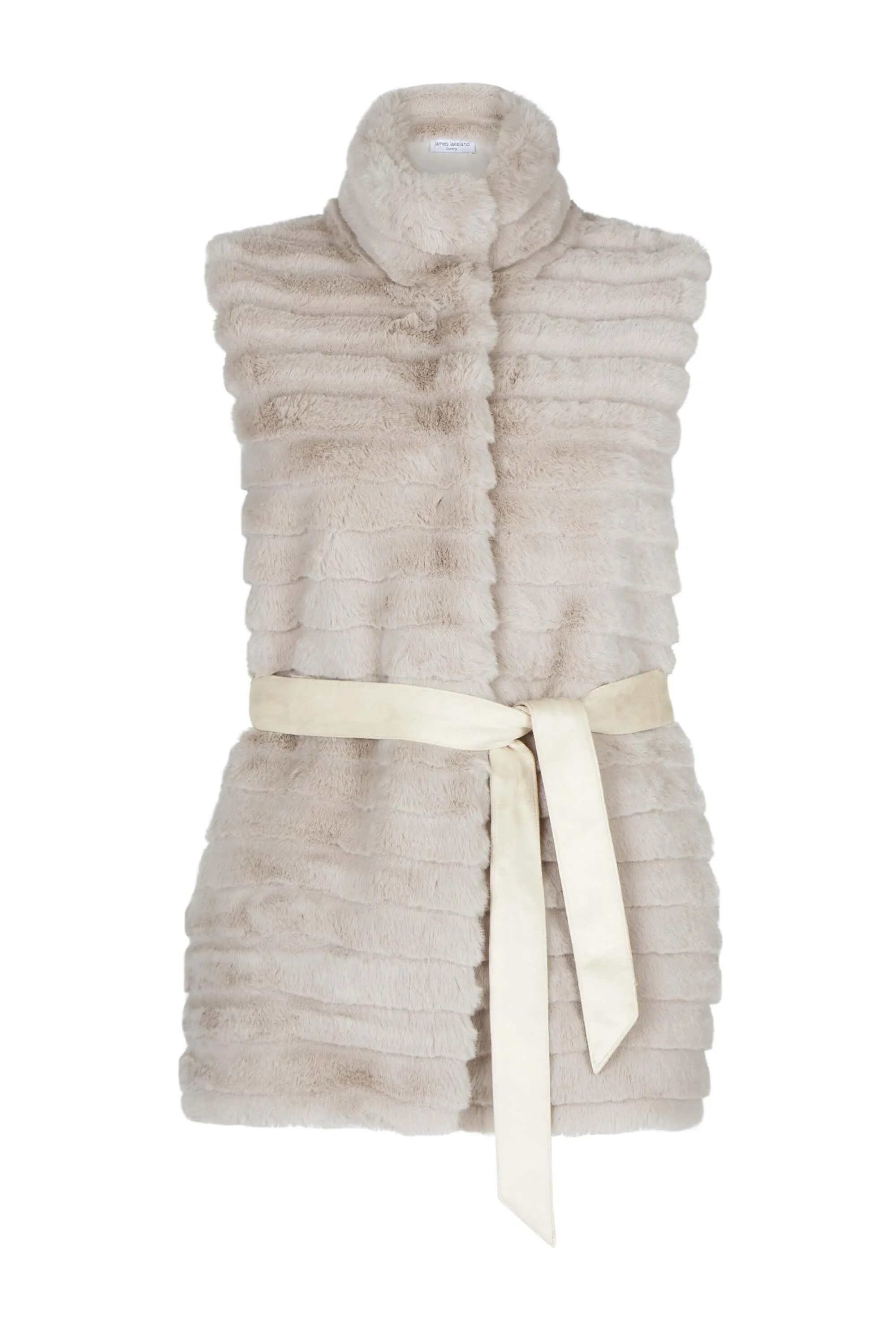 Ribbed Faux Fur Gilet with Belt