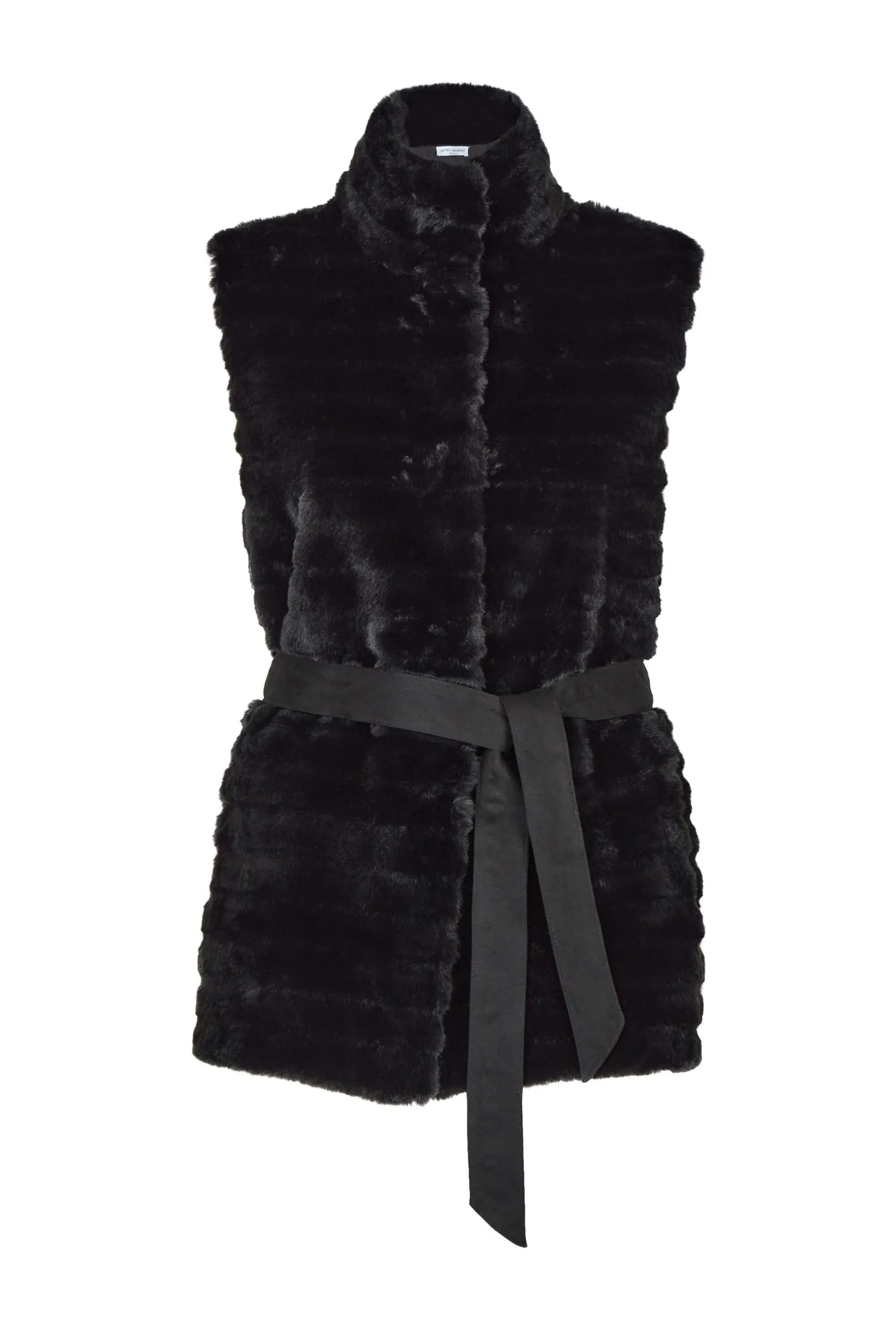 Ribbed Faux Fur Gilet with Belt