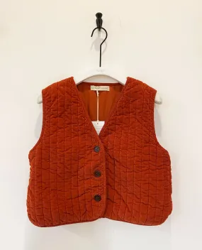 Rutland Organic Cotton Needlecord Quilted Gilet in Burnt Orange