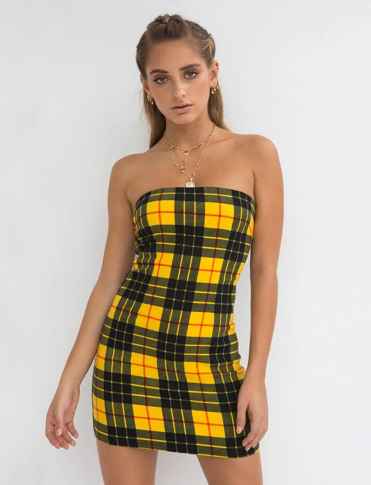 Sadie Dress - Yellow And Black Check