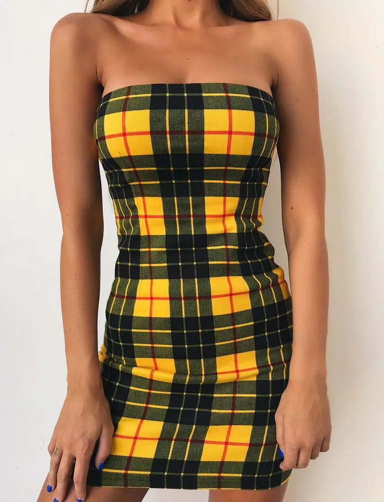 Sadie Dress - Yellow And Black Check