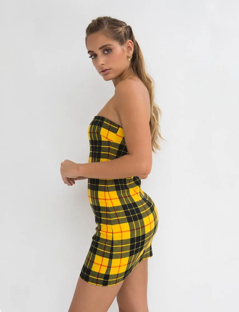 Sadie Dress - Yellow And Black Check