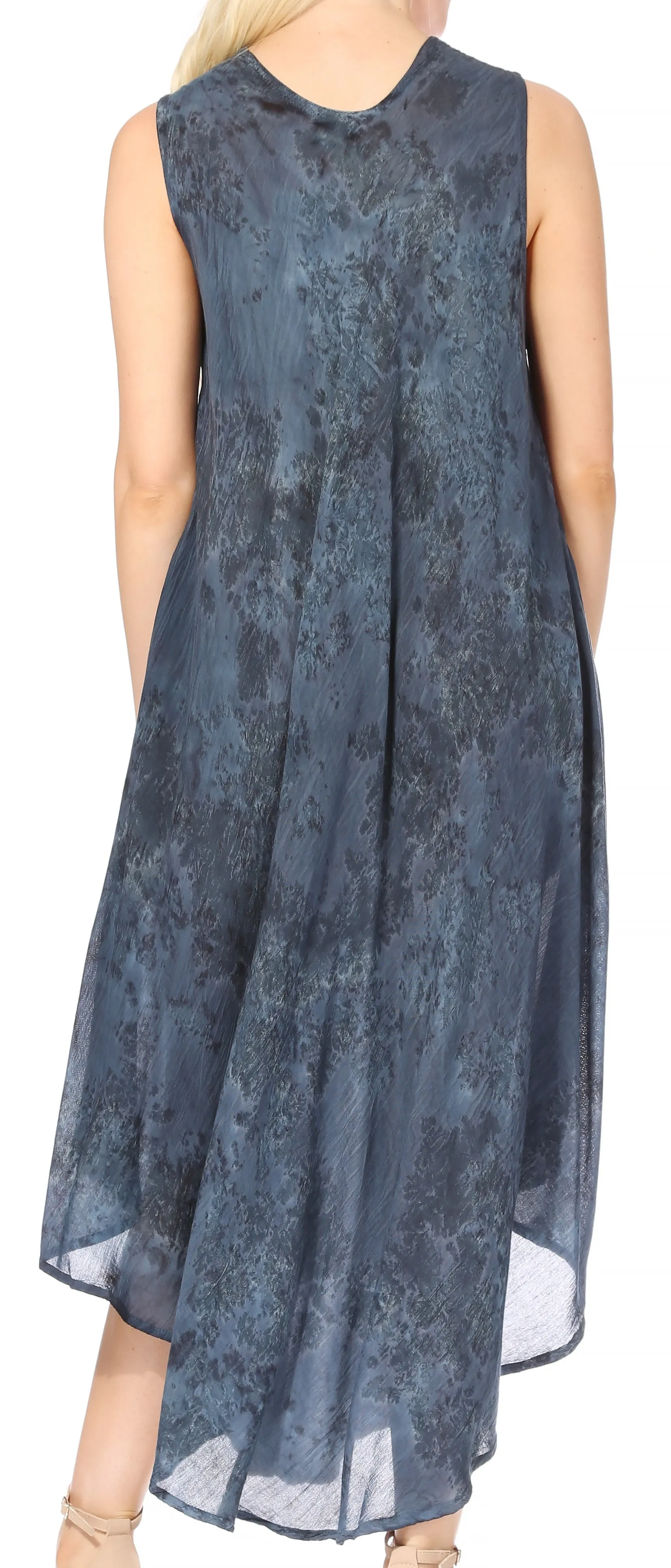 Sakkas Laeila Tie Dye Washed Tall Long Sleeveless Tank Top Caftan Dress / Cover Up