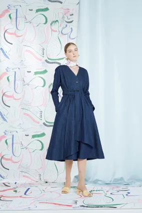 Sample - Delphia Dress Coat, ink denim