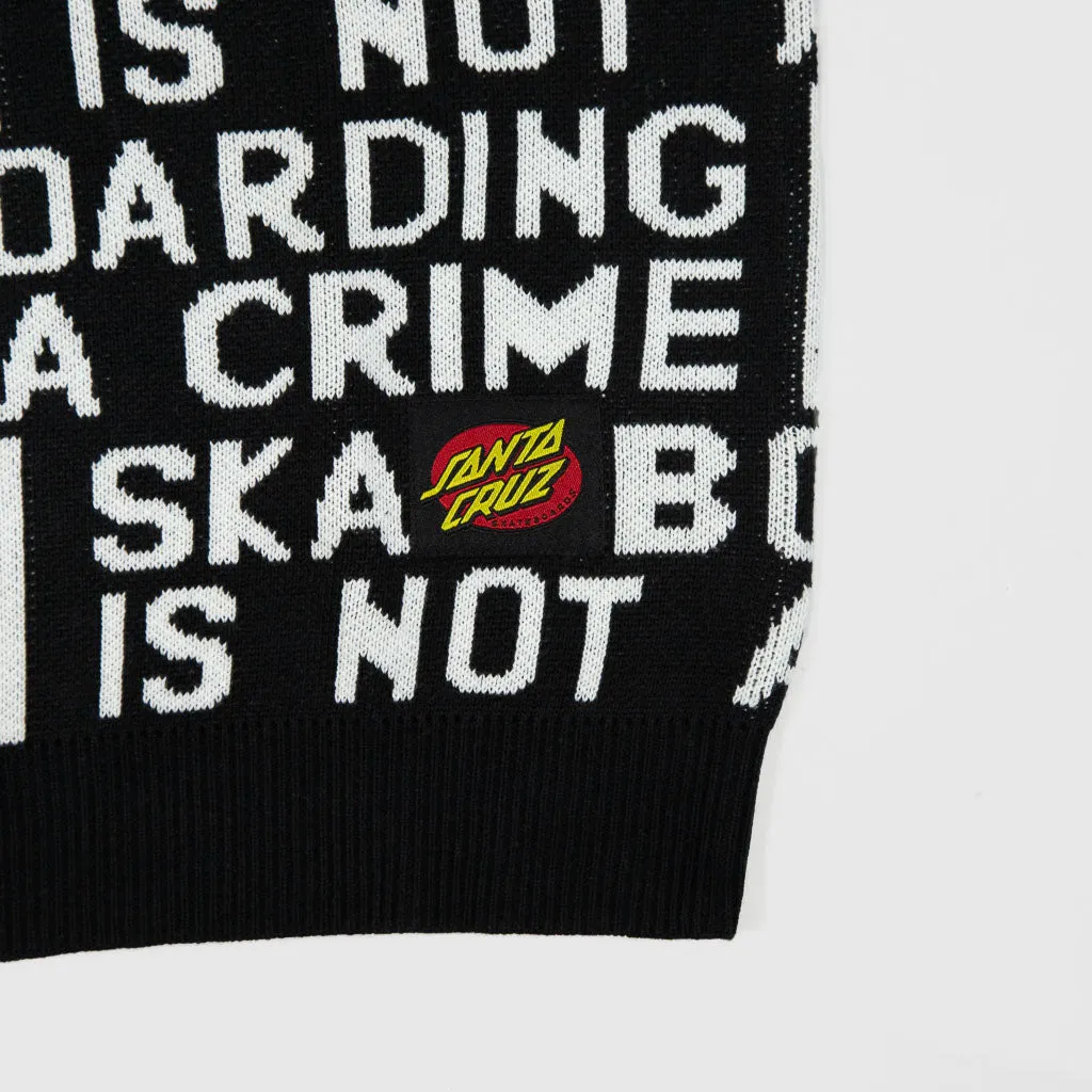 Santa Cruz - Not a Crime Knitted Crewneck Jumper - Black / White