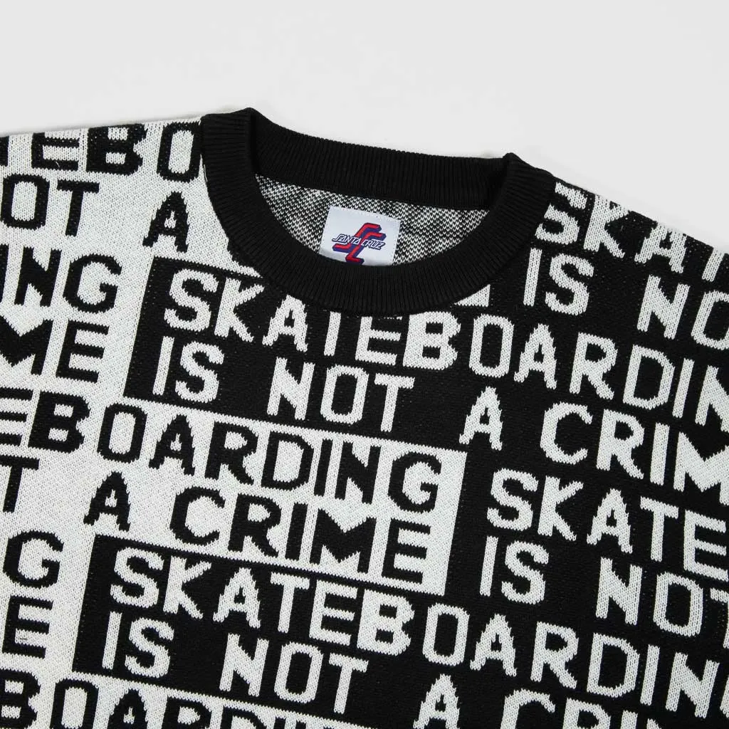 Santa Cruz - Not a Crime Knitted Crewneck Jumper - Black / White