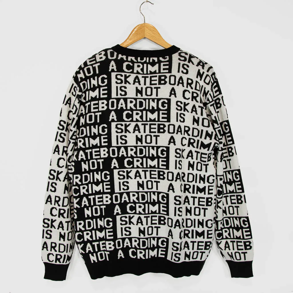 Santa Cruz - Not a Crime Knitted Crewneck Jumper - Black / White