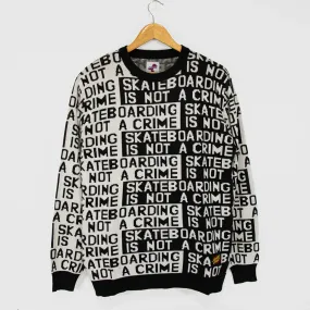 Santa Cruz - Not a Crime Knitted Crewneck Jumper - Black / White