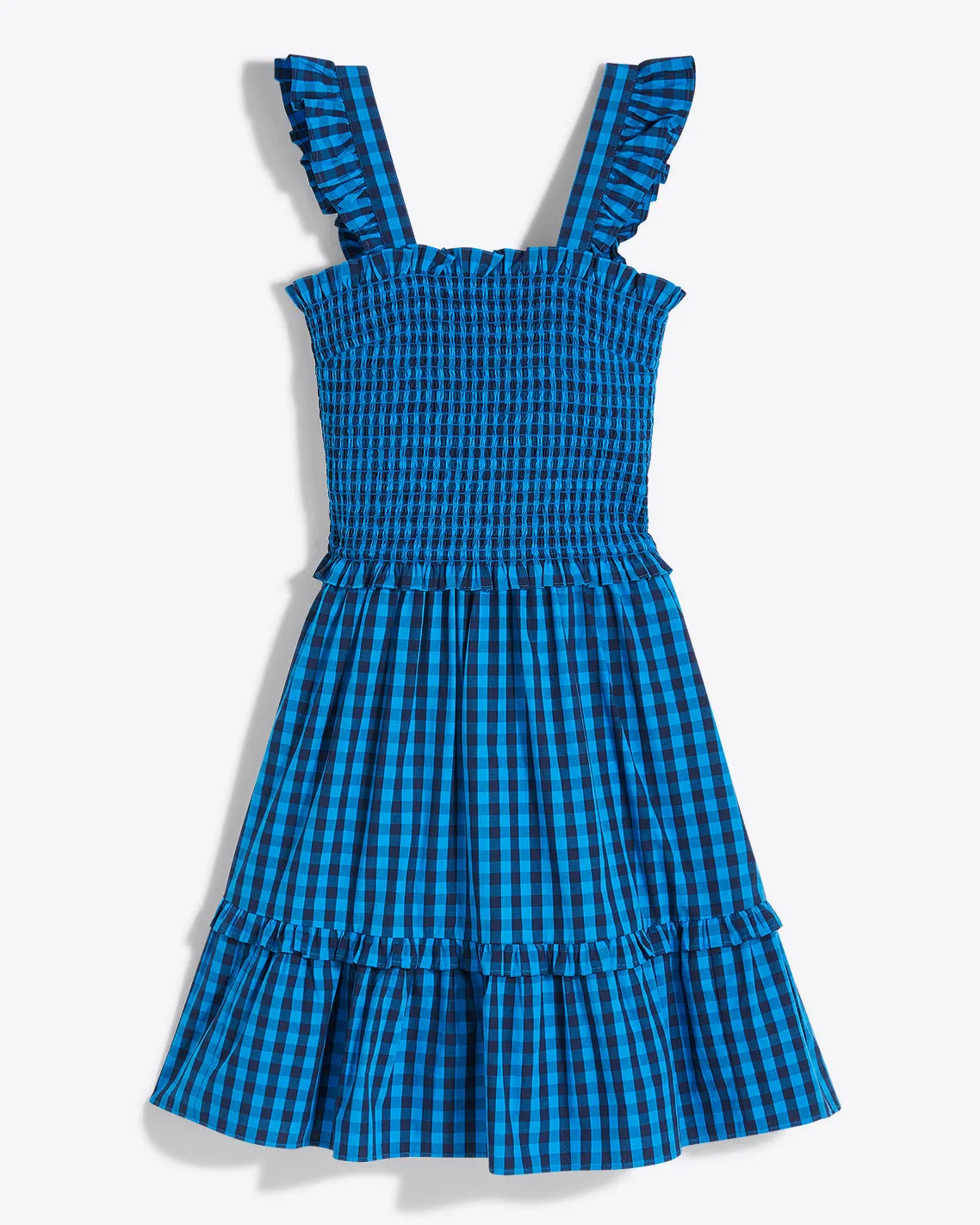 Shania Smocked Dress in Blue Gingham