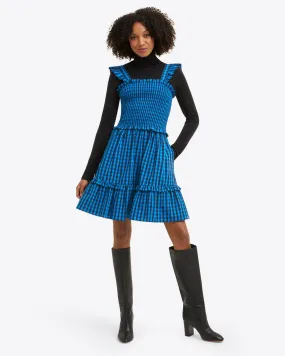 Shania Smocked Dress in Blue Gingham