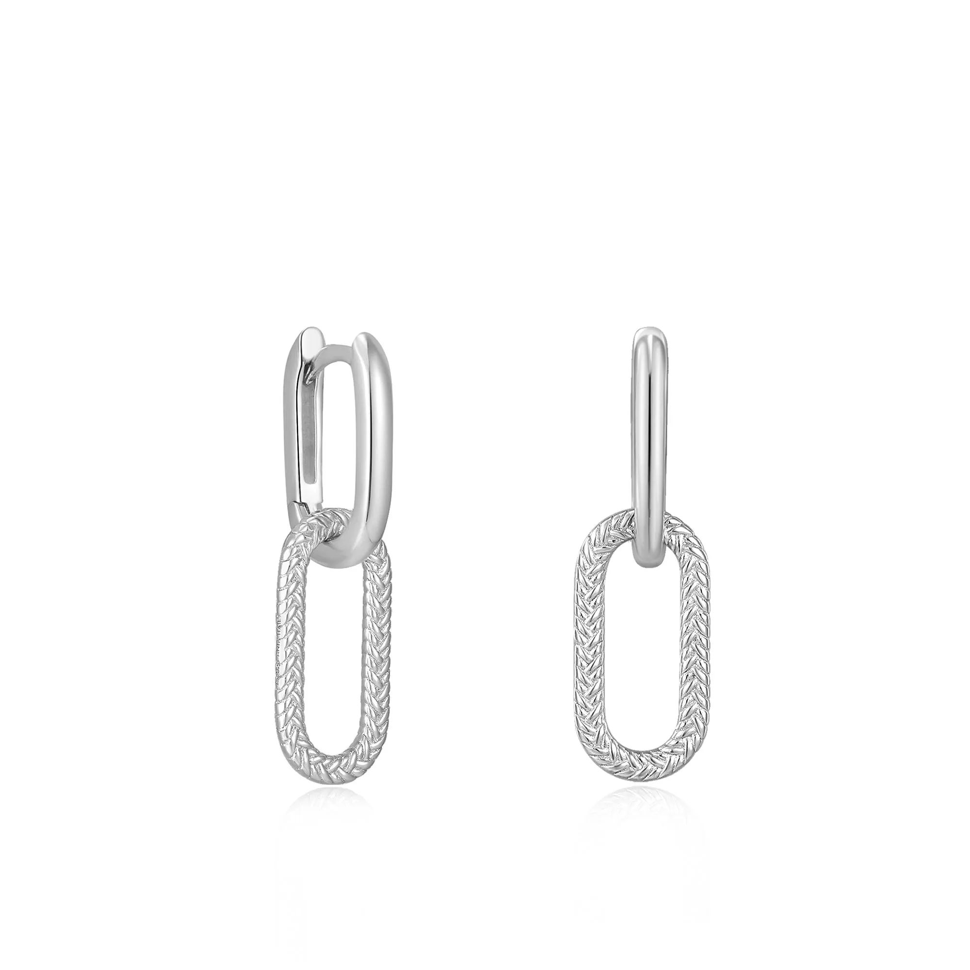 Silver Rope Oval Drop Earrings