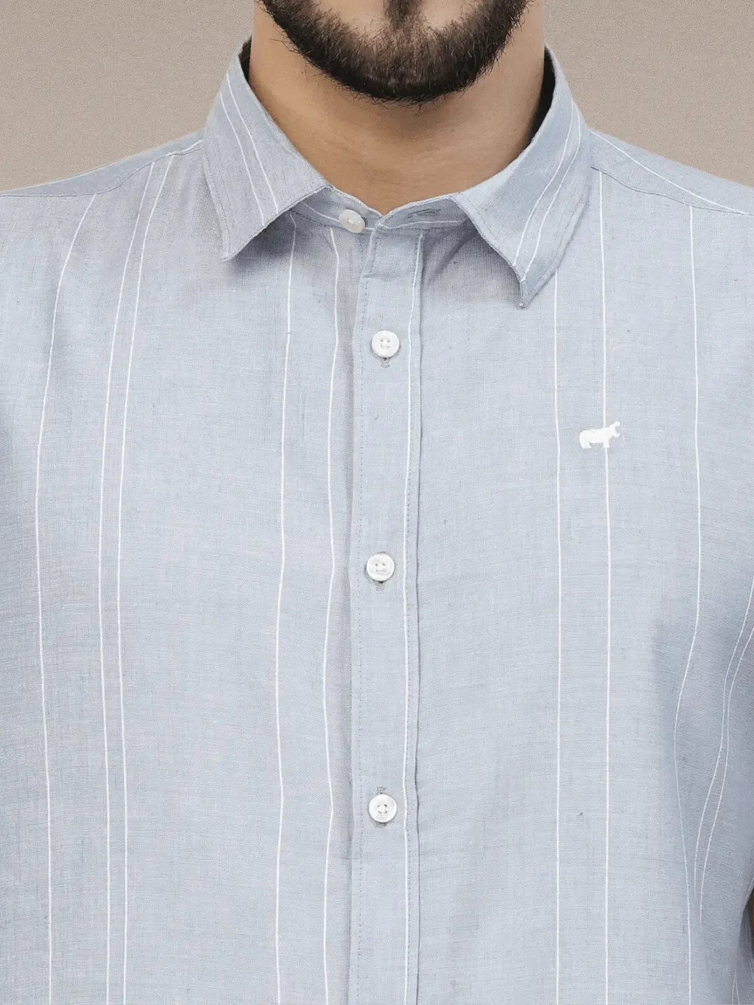 Sky Lines Half Linen Shirt