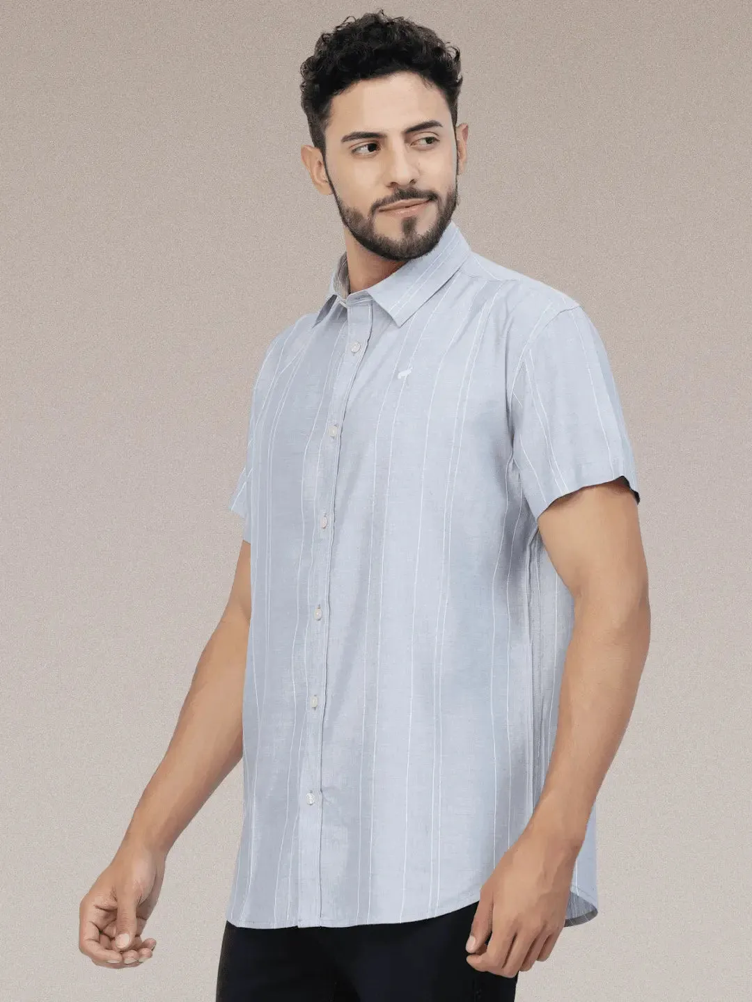 Sky Lines Half Linen Shirt