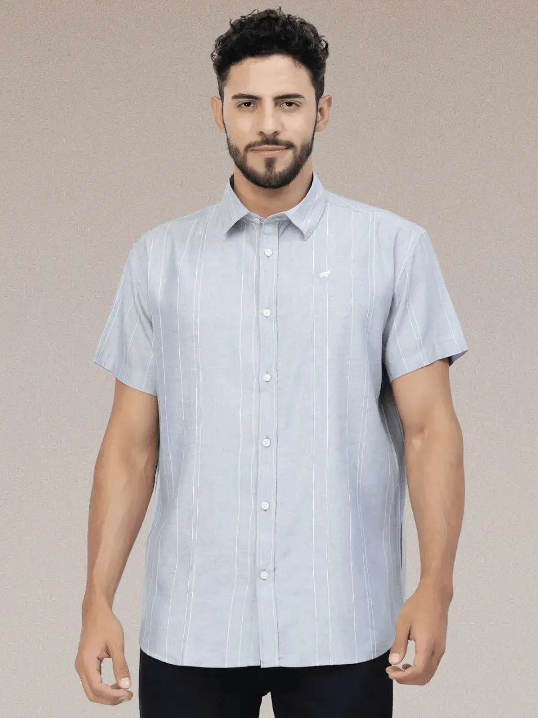 Sky Lines Half Linen Shirt