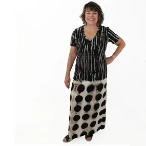 Stripe and Polka Dot Fitted Maxi Dress