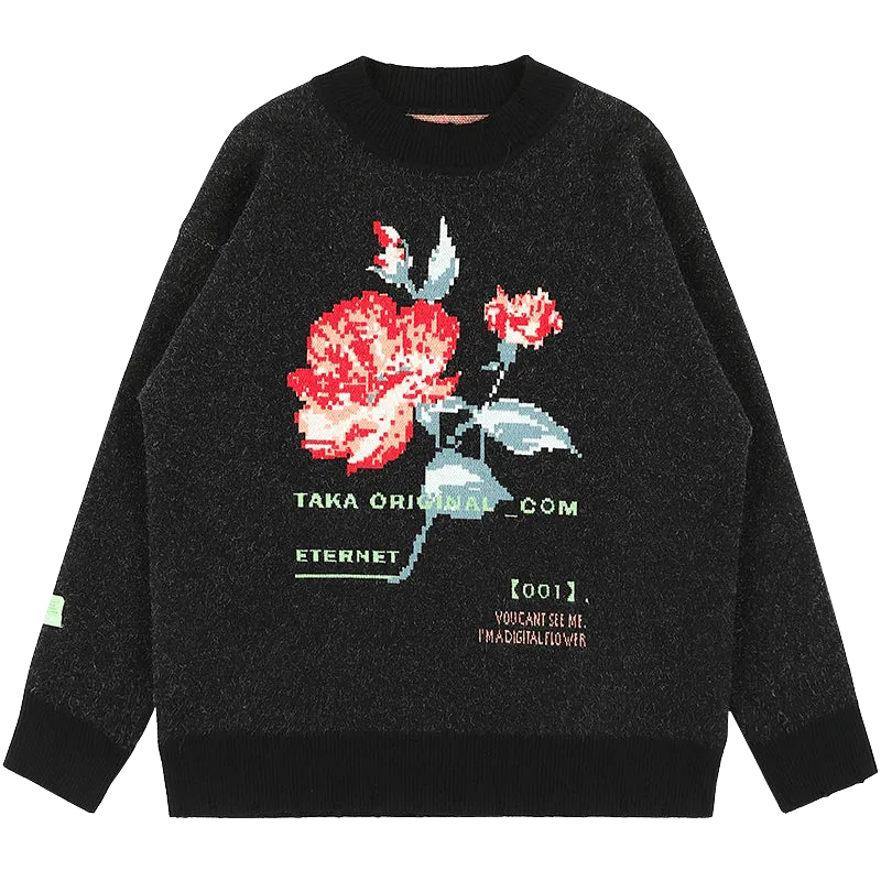 TAKA Original [ Eternet 001] pixel floral crewneck  knit jumper