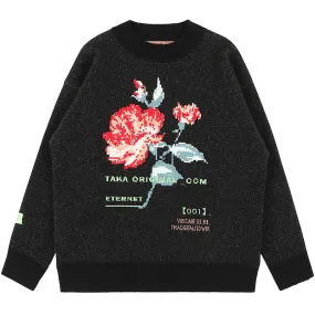 TAKA Original [ Eternet 001] pixel floral crewneck  knit jumper