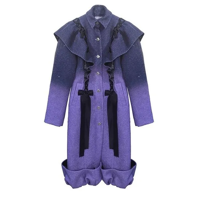 Taro Loose Ruffle Long Sleeve Coat