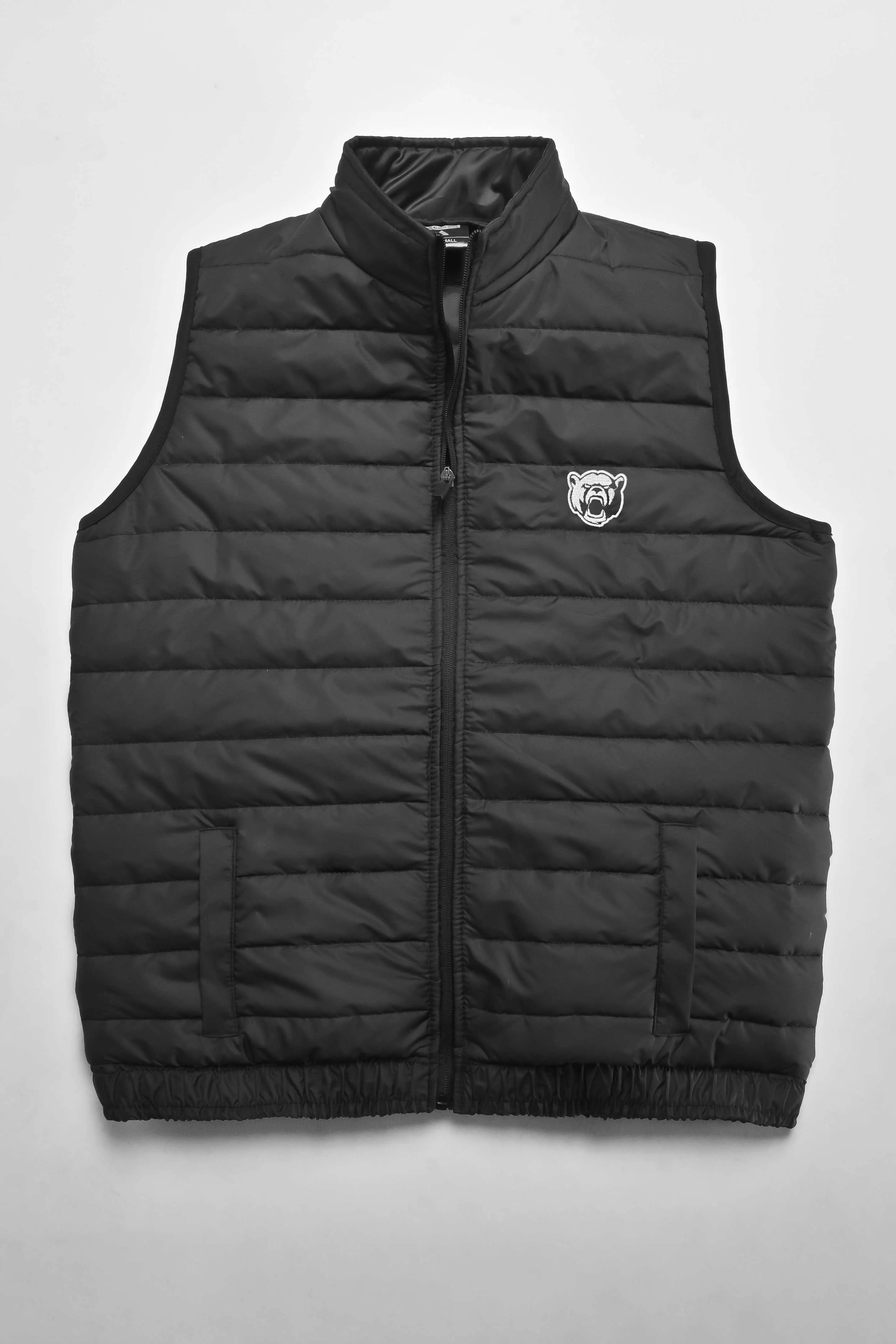 The Burnt Soul Men's Bear Embroidered Sleeveless Puffer Gilet