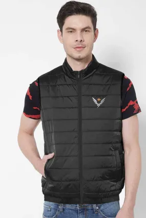 The Burnt Soul Men's French Wings Embroidered Sleeveless Puffer Gilet