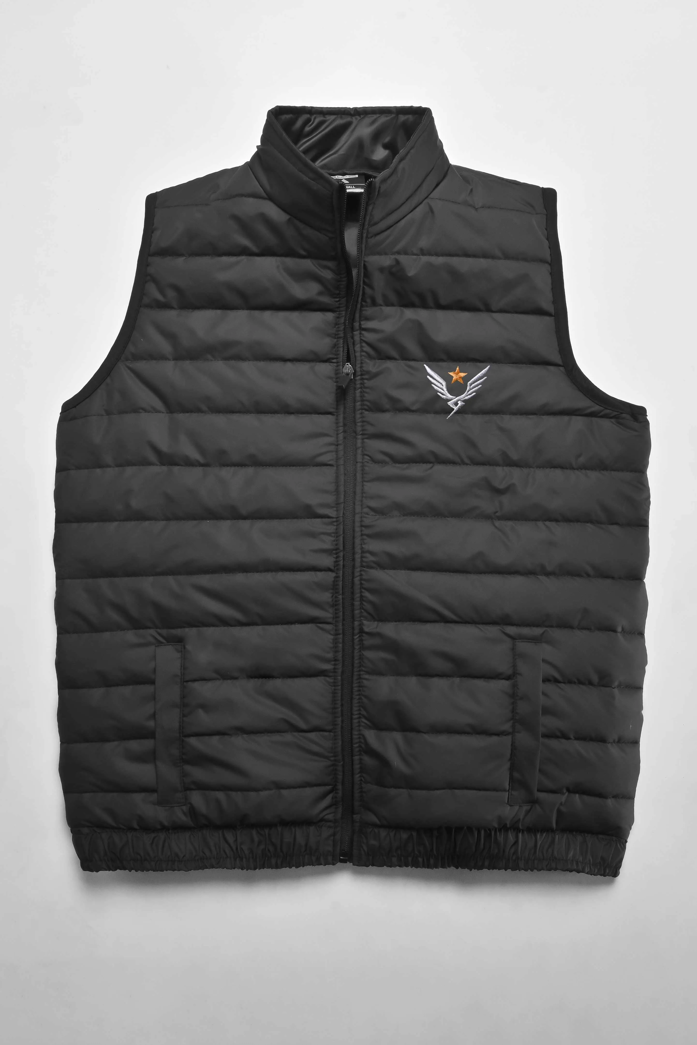 The Burnt Soul Men's French Wings Embroidered Sleeveless Puffer Gilet