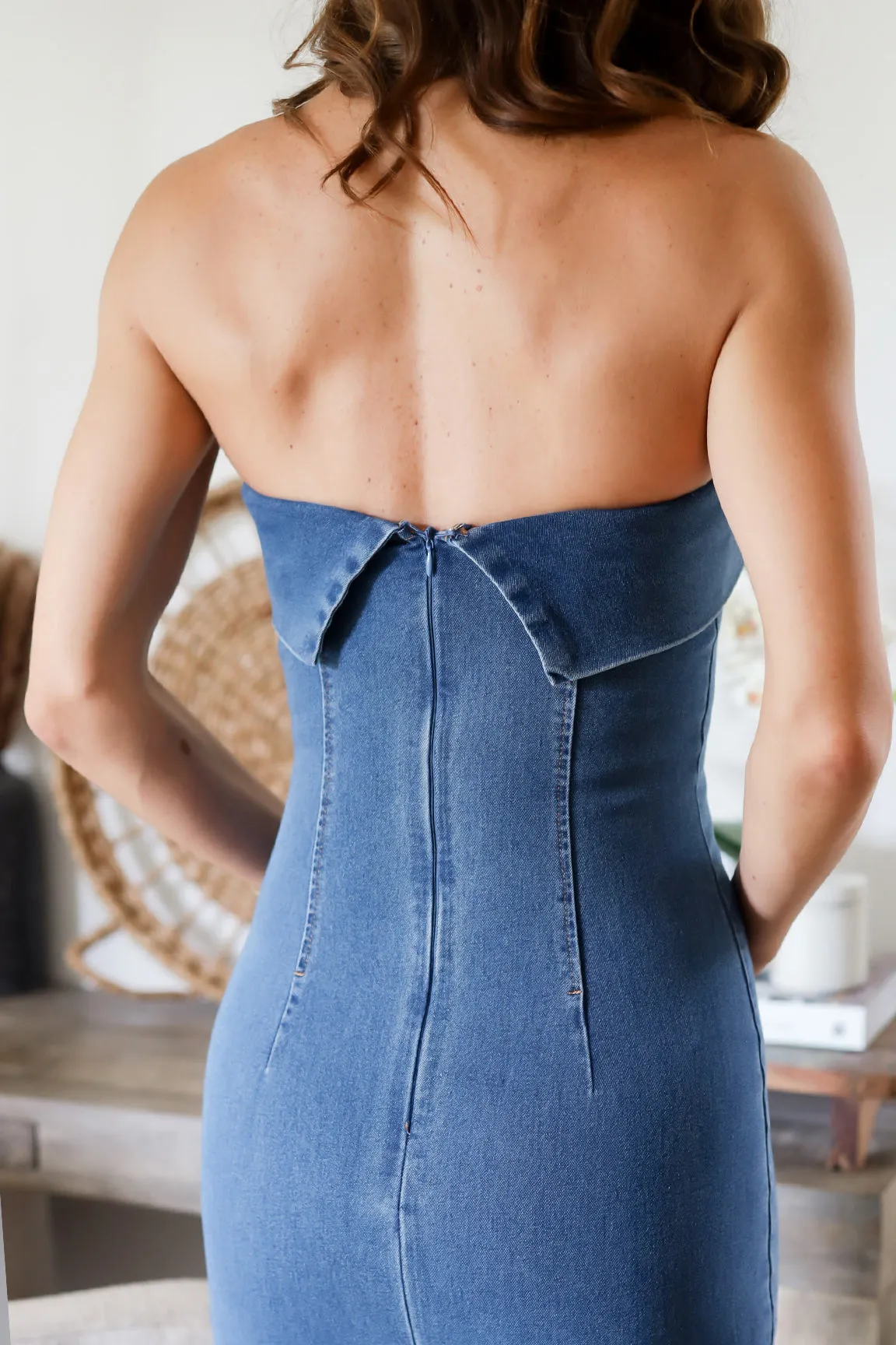 The Rosalia Denim Midi- Dark Denim