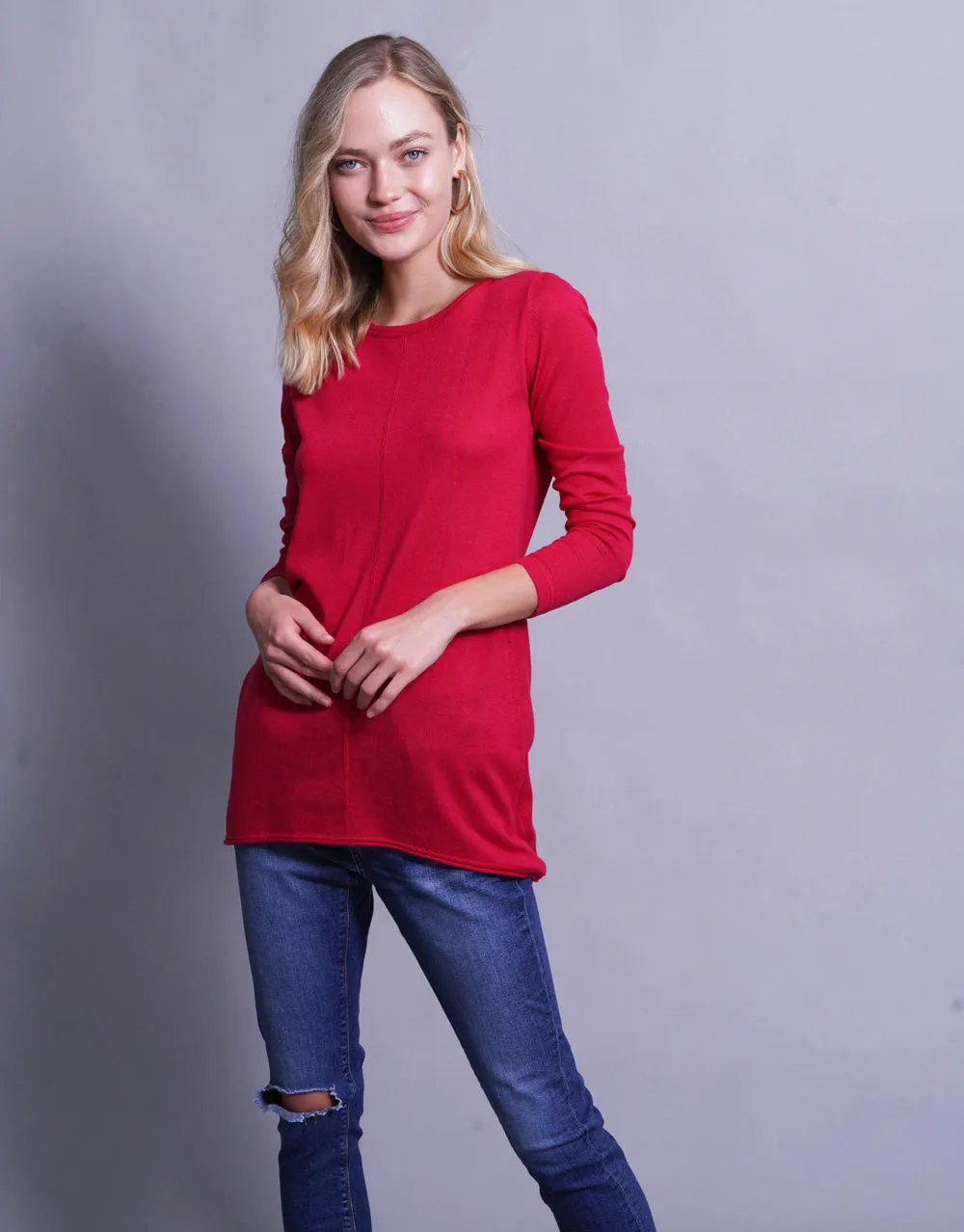 Ultrafine Long Sweater in Begonia