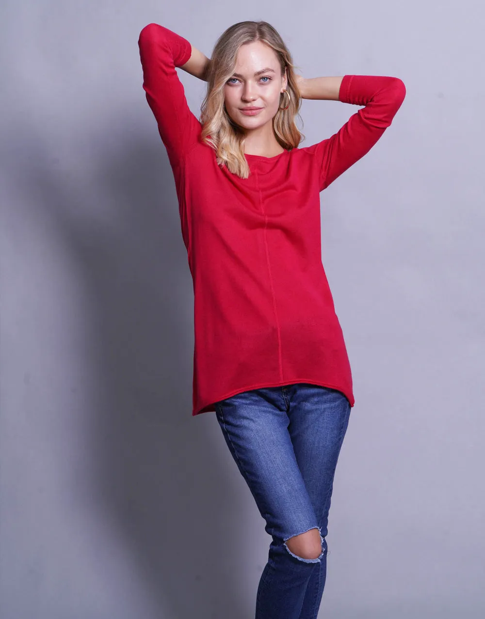 Ultrafine Long Sweater in Begonia