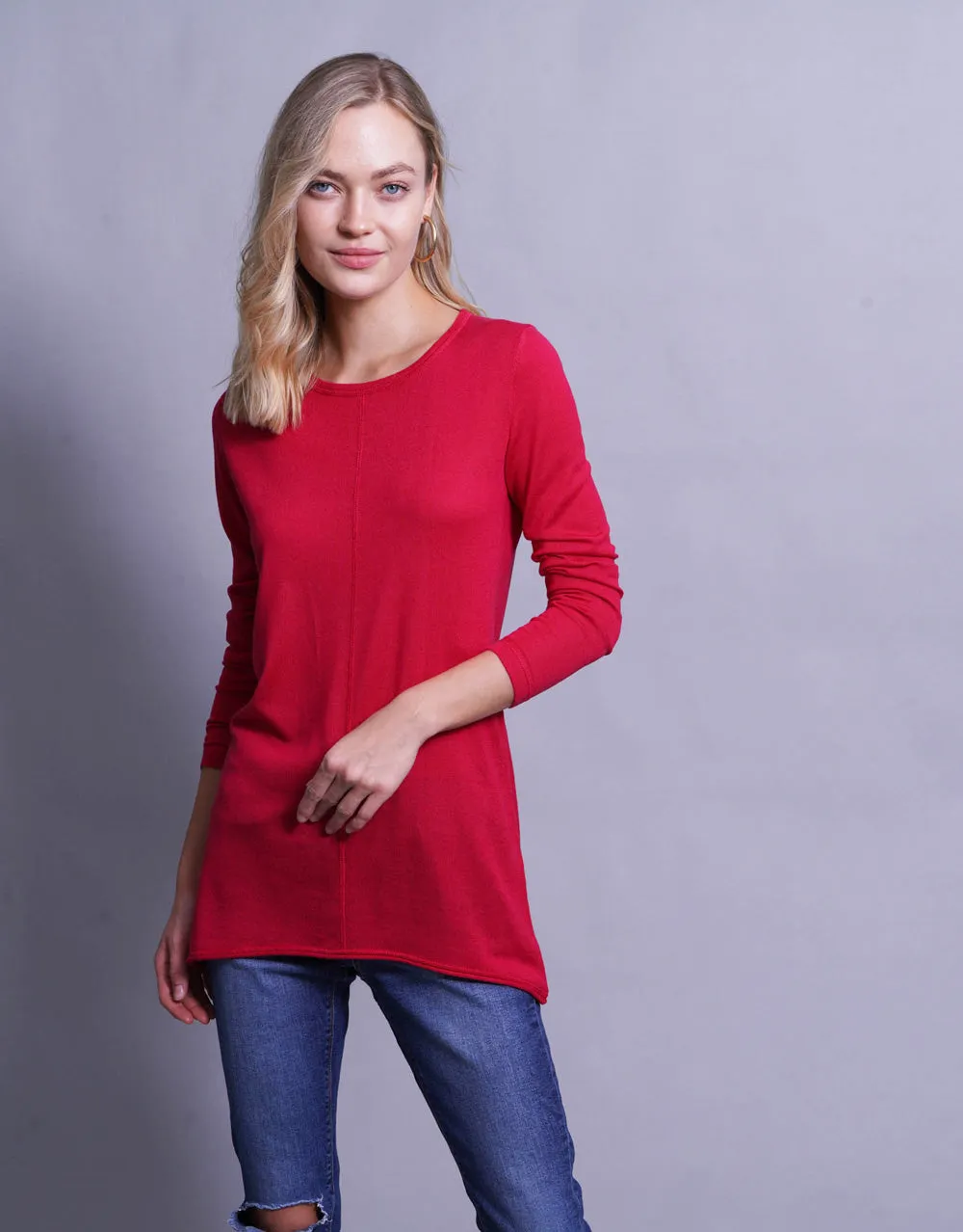 Ultrafine Long Sweater in Begonia