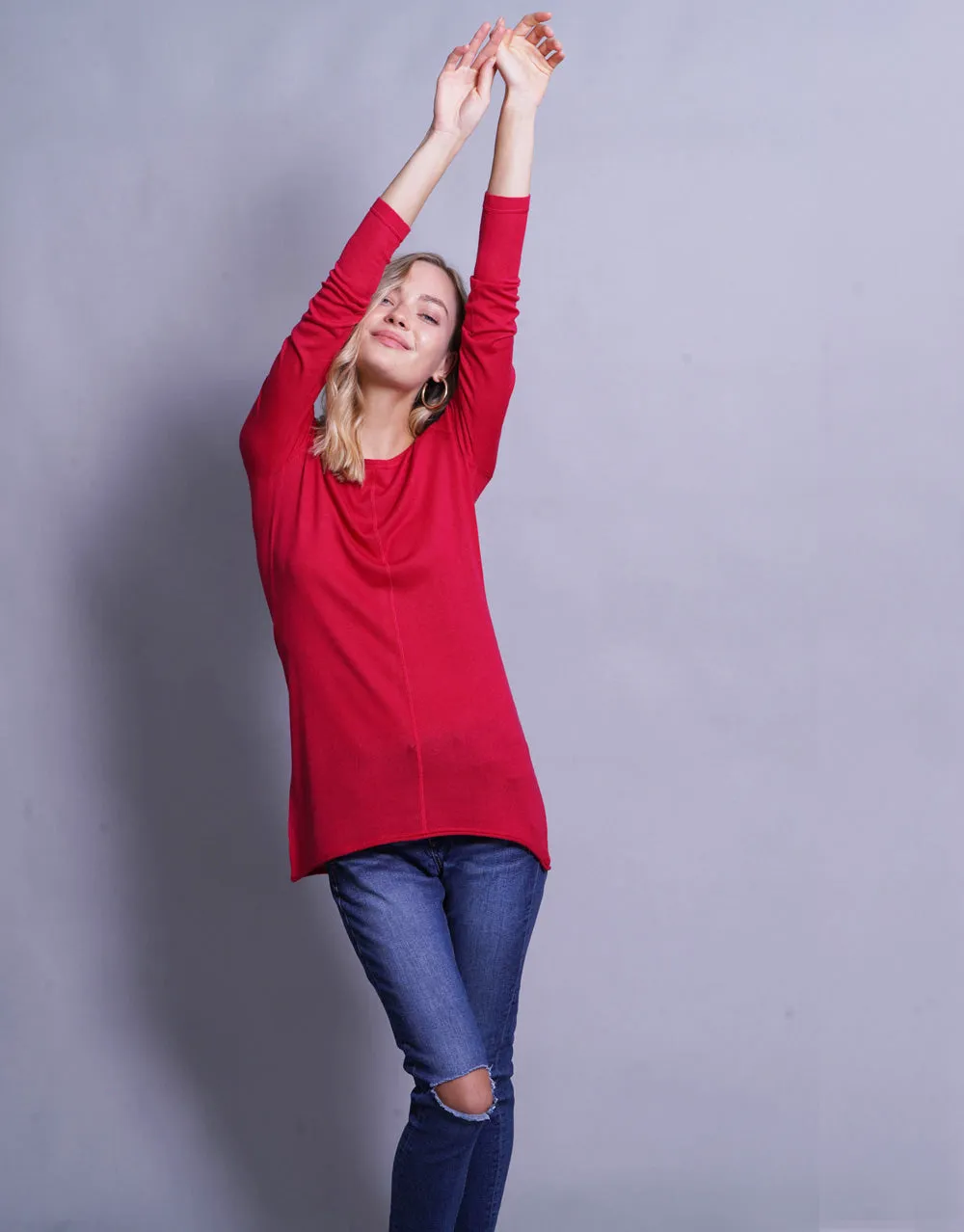 Ultrafine Long Sweater in Begonia