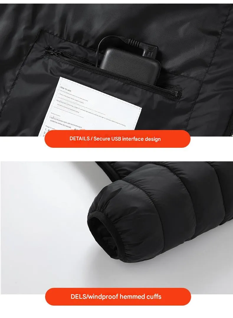 Unisex 21 Area Hooded Heated Down Jacket