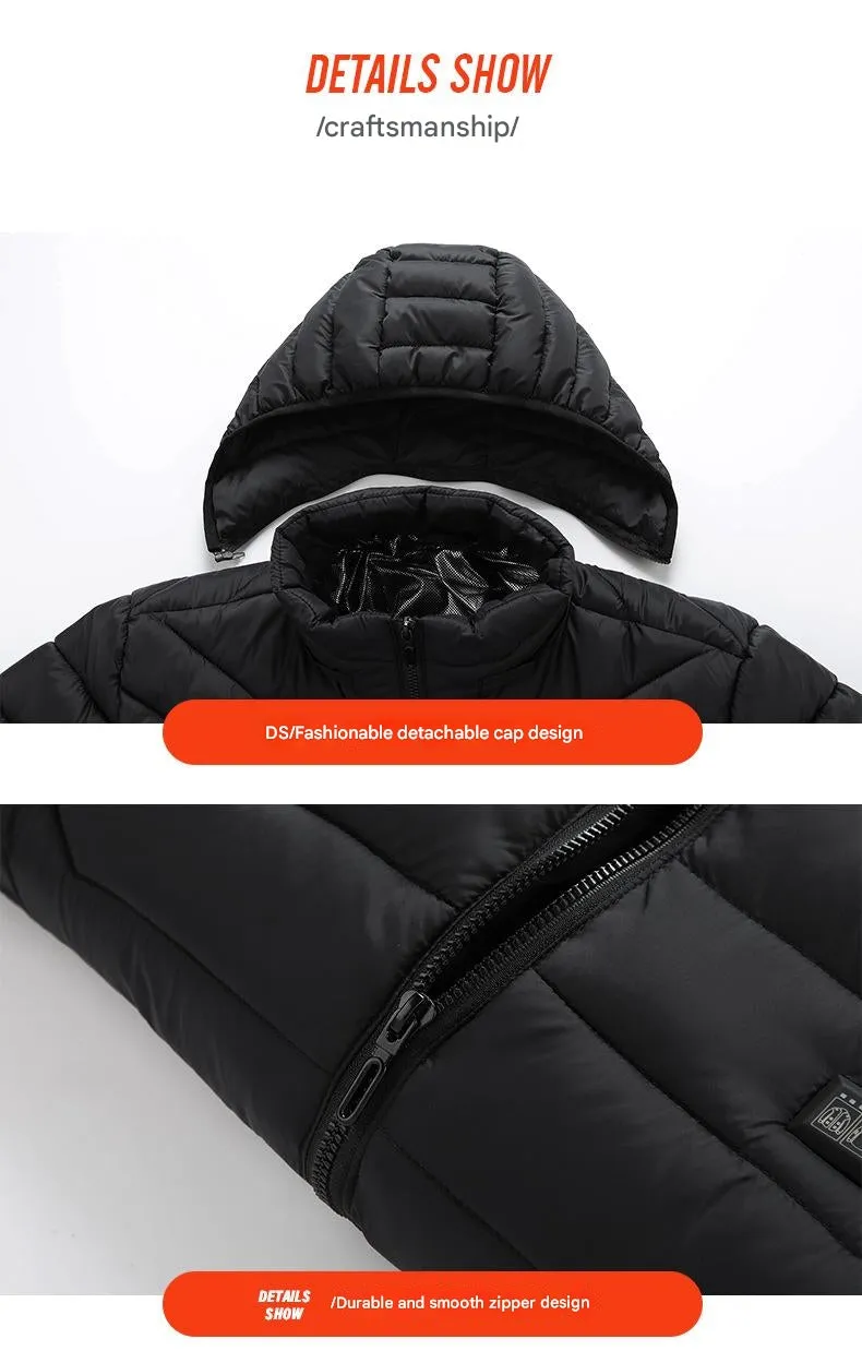 Unisex 21 Area Hooded Heated Down Jacket