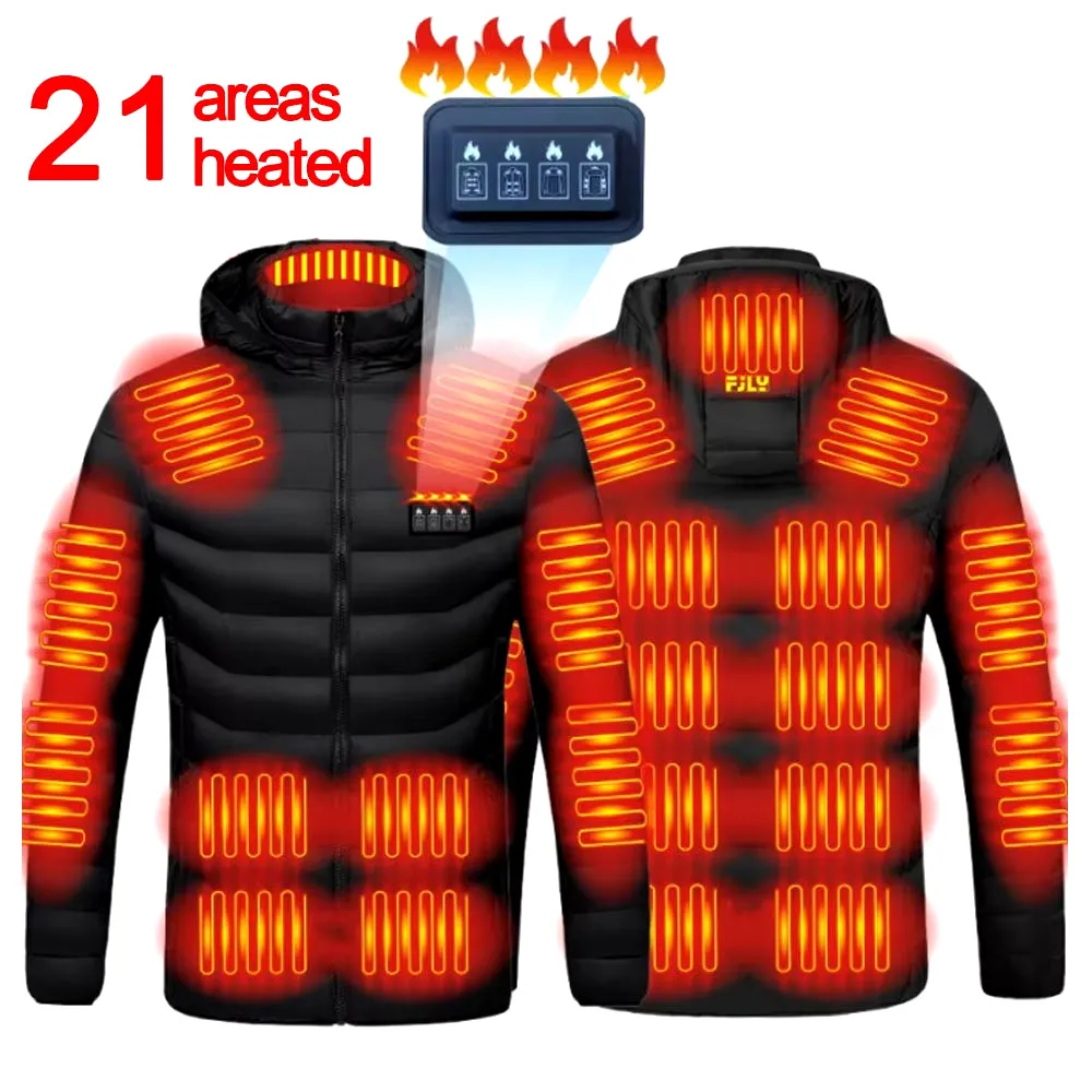 Unisex 21 Area Hooded Heated Down Jacket