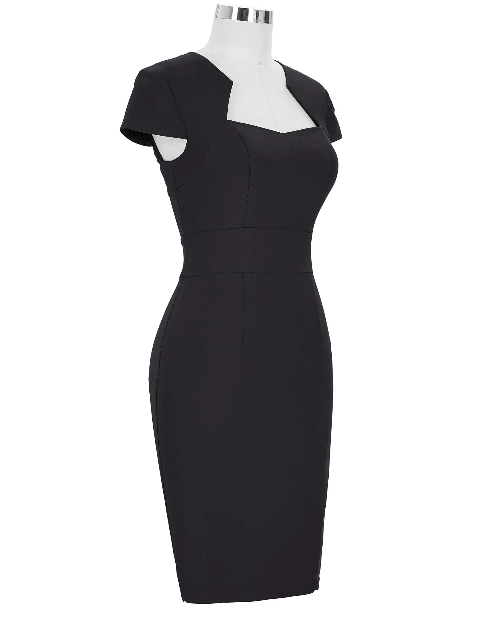 Vintage Cap Sleeve High Stretchy Hips-Wrapped Bodycon Pencil Dress