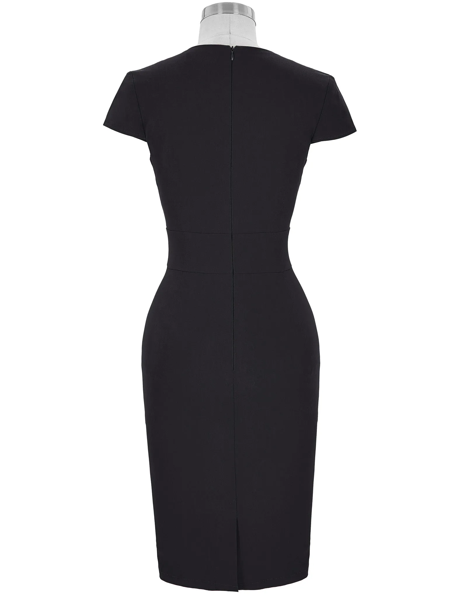 Vintage Cap Sleeve High Stretchy Hips-Wrapped Bodycon Pencil Dress