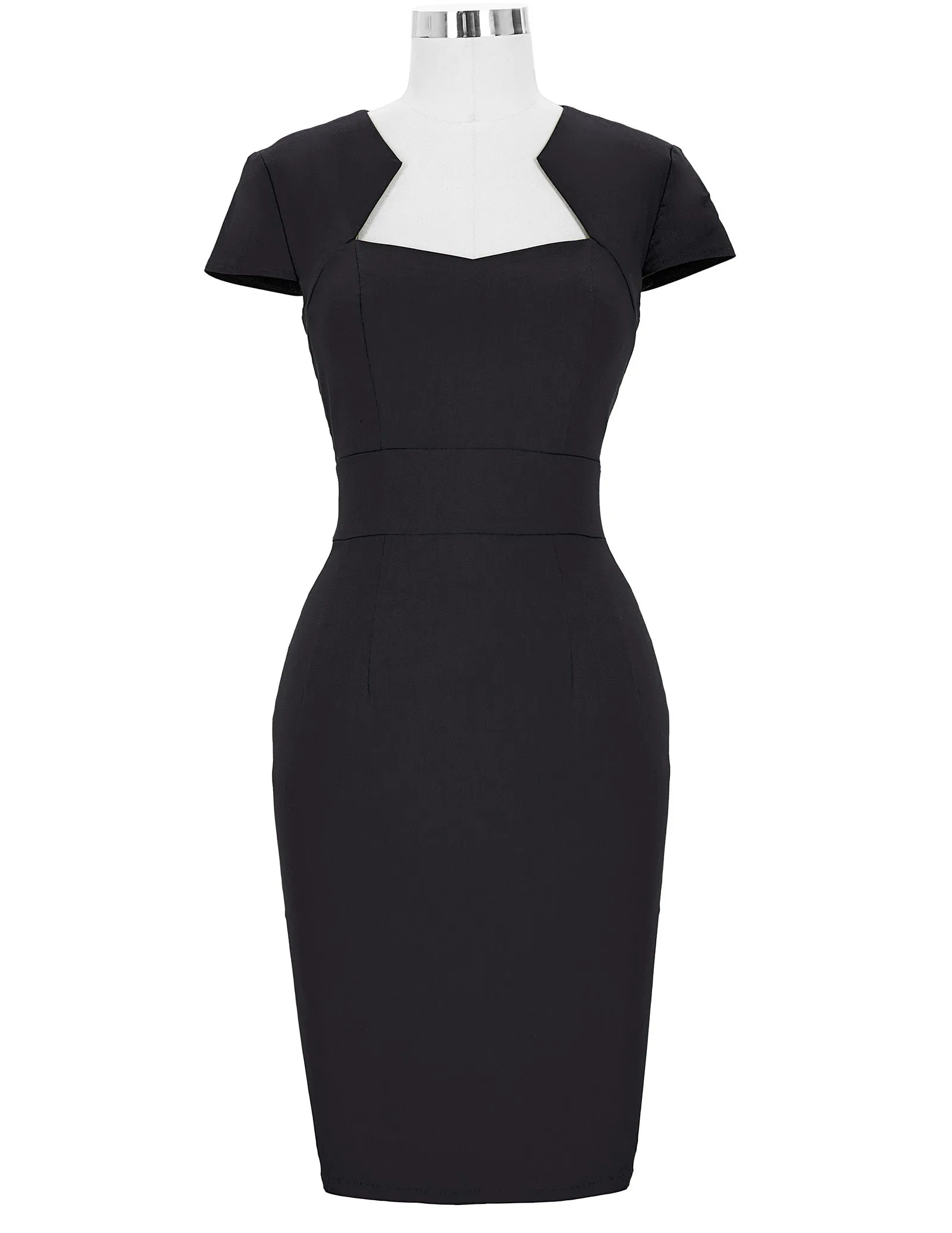 Vintage Cap Sleeve High Stretchy Hips-Wrapped Bodycon Pencil Dress