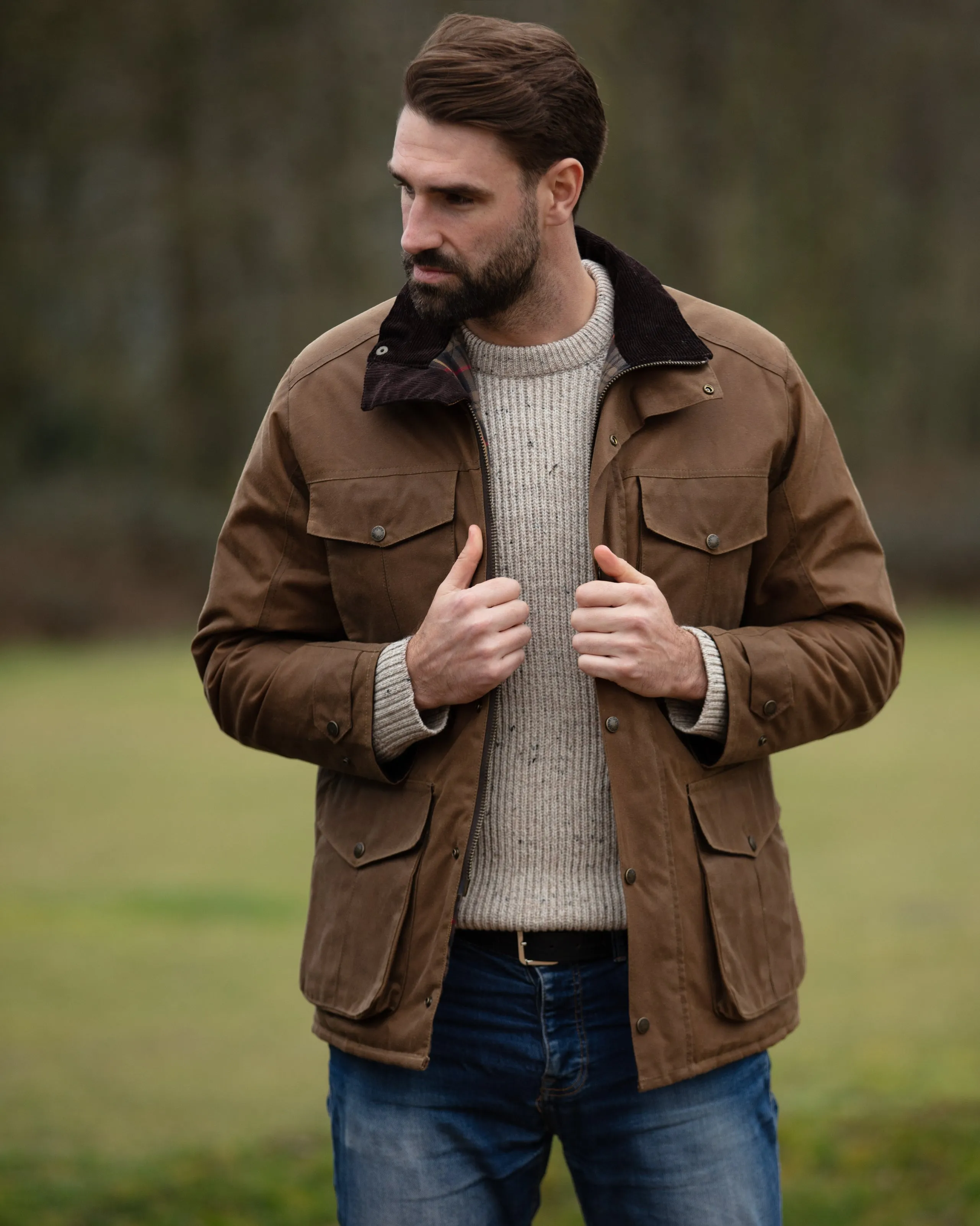 W71 - Men's Fiskar Padded Wax Coat - SAND