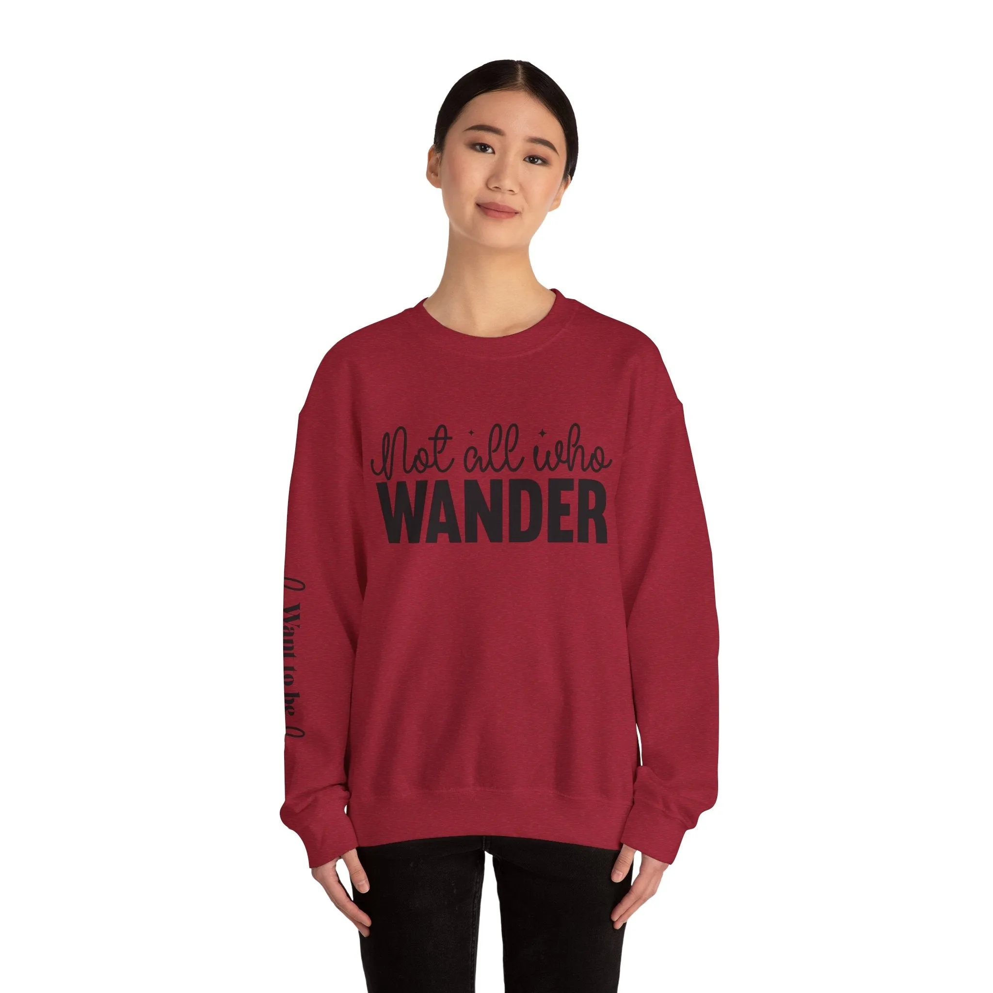 Wander Crewneck Sweatshirt with Sleeve Writing