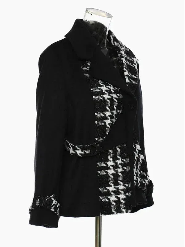 Wenkouban-Winter outfits Christmas Black Friday Jacquard Cross Buckle Plaid Wool Coat