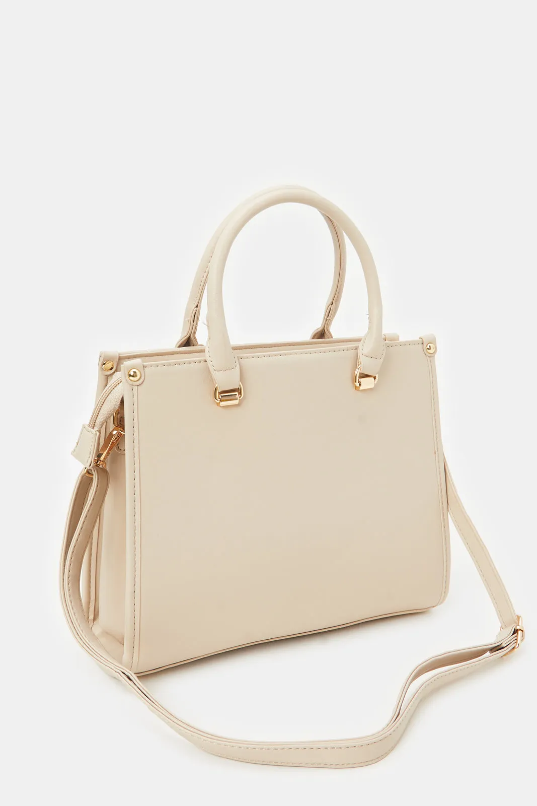 Women Beige Quilted Day Bag