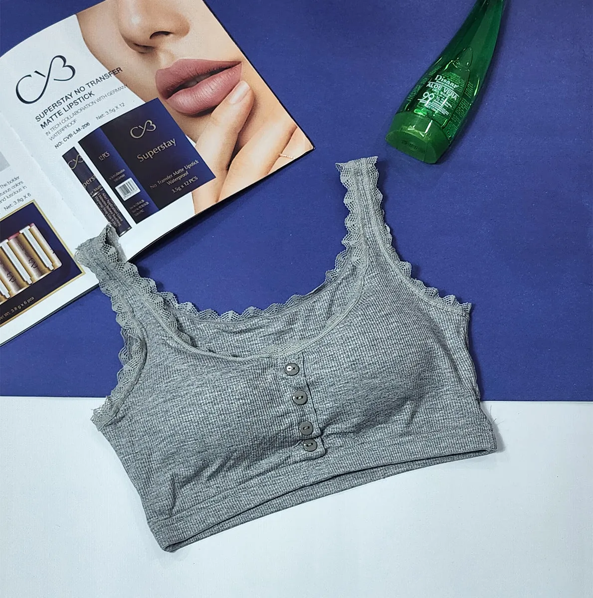 Women Crop Tops Sports Bra Female Sleeveless Camis Seamless Bra Button Top