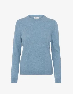 Women Light Merino Wool Crew - Stone Blue